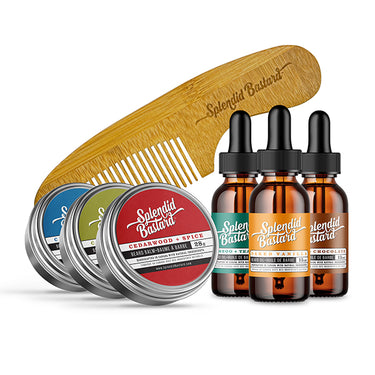 6 Mini Balms & Oils with Beard Comb